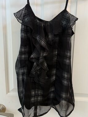 Banana U.S.A. Black Plaid Ruffle Cami Top